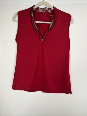 Golf, Pickleball, Tennis Prep Performance Sleeveless Zip Tank -‎ Red